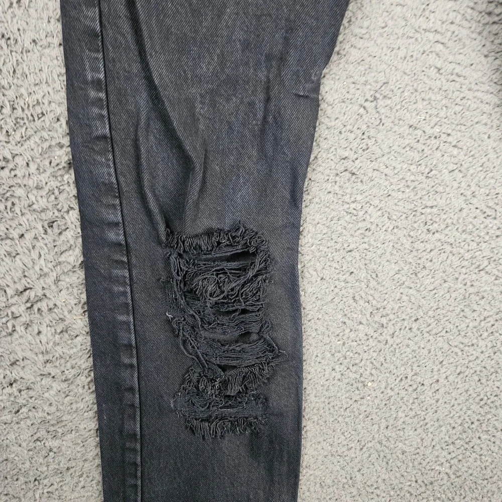 Levis 510 Skinny Jeans Mens 29x32 Black Distressed Ripped Knee‎ Denim